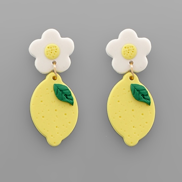 Lemon Theme Clay Earrings - Picture 2 of 2